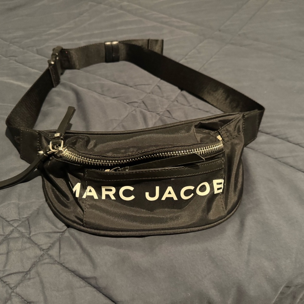 Marc Jacobs Black Belt Bag with White Logo
